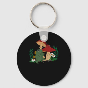 Schattige kikker die fluit speelt Cottagecore Gobl Sleutelhanger