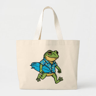 Schattige Kikker die Surft Grote Tote Bag