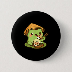 Schattige kikker die sushi eet anime Japanse manne Ronde Button 5,7 Cm