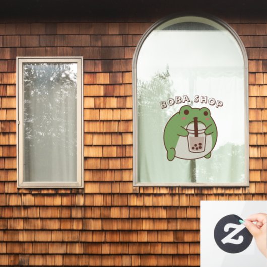 Schattige KIKKER drinkt bubble tea, boba thee Raamsticker (Huis Raam)