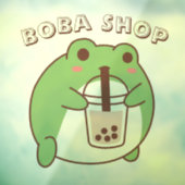 Schattige KIKKER drinkt bubble tea, boba thee Raamsticker (Vel 3)