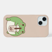 Schattige kikker drinkt bubble tea | Kawaii esthet iPhone 15 Case (Achterkant horizontaal)