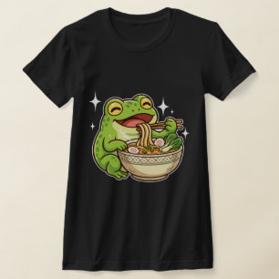 Schattige kikker eet Ramen – Ramen Be Happy Kawaii T-shirt
