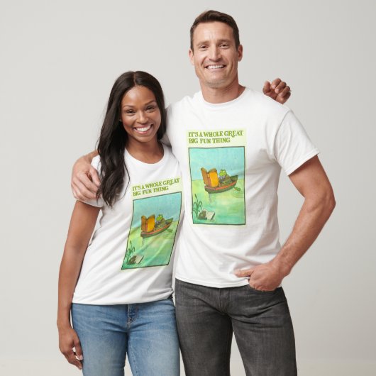 Schattige kikker en vis  reader T-shirt (Unisex)