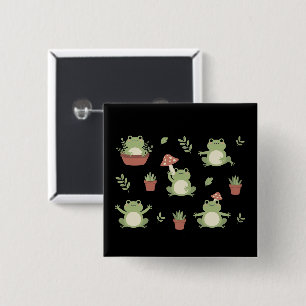 Schattige kikker Fun cadeau voor dierenvrienden Vo Vierkante Button 5,1 Cm