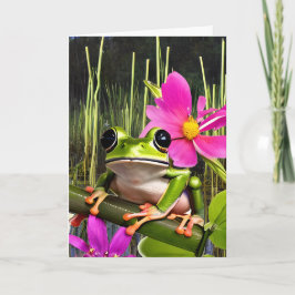 Schattige kikker grap pad thema verjaardag kaart