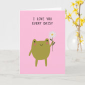 Schattige kikker Ik hou van jou Elke Madeliefje Li Kaart (Gele Bloem)