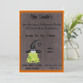 Schattige kikker in een heksen Pet Halloween Party Kaart (Staand voorkant)