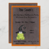 Schattige kikker in een heksen Pet Halloween Party Kaart (Voorkant / Achterkant)