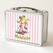 Schattige kikker in roze regenlaarzen met monogram (Voorkant)