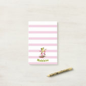 Schattige kikker in roze regenlaarzen monogram ges post-it® notes (Op bureau)
