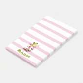 Schattige kikker in roze regenlaarzen monogram ges post-it® notes (Schuin)