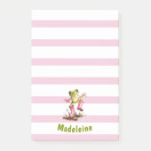 Schattige kikker in roze regenlaarzen monogram ges post-it® notes (Voorkant)
