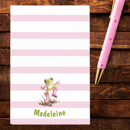 Schattige kikker in roze regenlaarzen monogram ges post-it® notes
