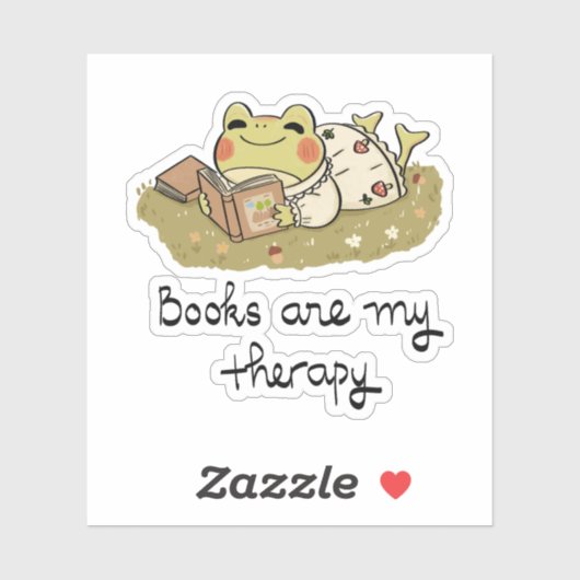 Schattige kikker leest - Boeken zijn mijn therapie Sticker (Vel)