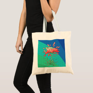 Schattige kikker met bloemblaadjes tote bag
