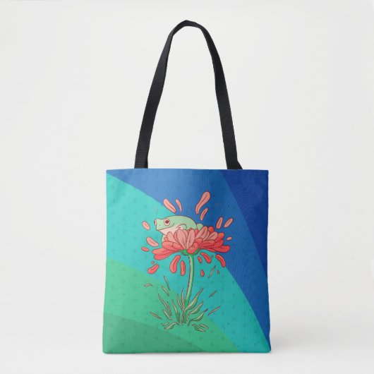 Schattige kikker met bloemblaadjes tote bag (Voorkant)