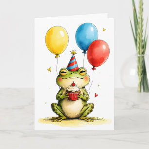 Schattige kikker met Cupcake Kinderen Verjaardag Kaart