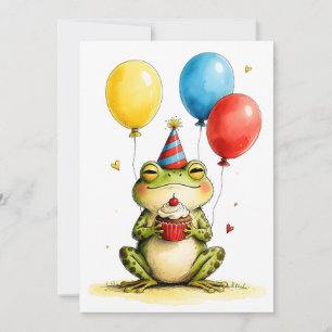 Schattige kikker met Cupcake Kinderen Verjaardag P Kaart