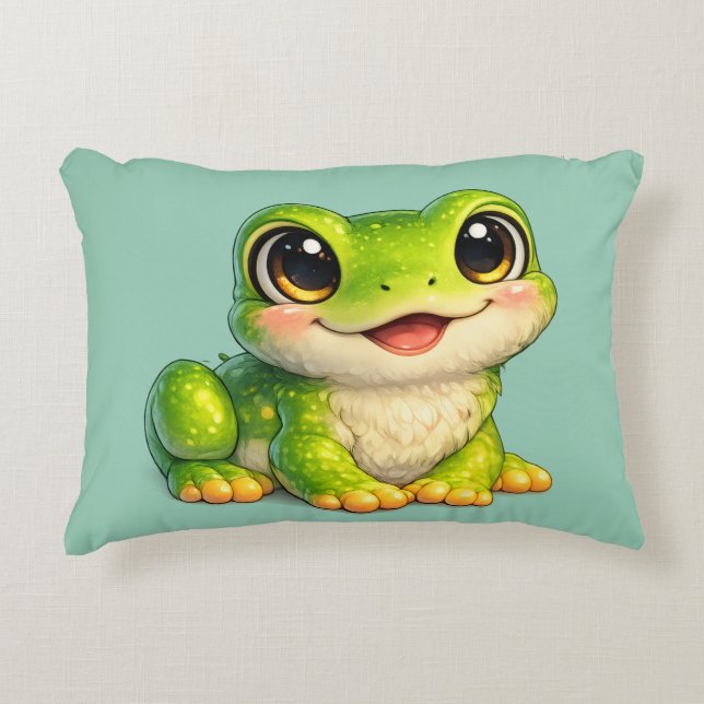 Schattige kikker met grote ogen Kawaii dierontwerp Accent Kussen (Voorkant)