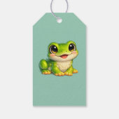 Schattige kikker met grote ogen Kawaii dierontwerp Cadeaulabel (Achterkant)