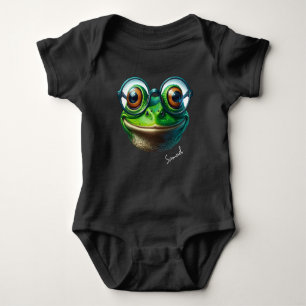 Schattige kikker met oversized bril romper