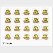 Schattige kikker met potplant vierkante sticker (Vel)
