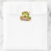 Schattige kikker met potplant vierkante sticker (Tas)