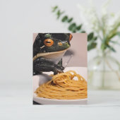 Schattige kikker met spaghetti briefkaart (Staand voorkant)