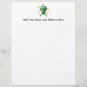 Schattige kikker met vliegen persoonlijk briefhoofd