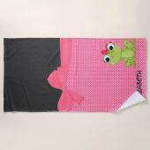 Schattige kikker, Polka Dots-Personalized Strandlaken (Voorkant)