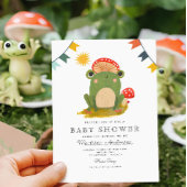 Schattige Kikker Rood pet paddenstoelLeuk Baby sho Kaart