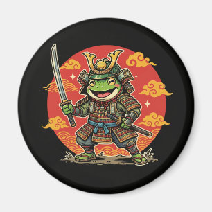 Schattige Kikker Samurai Cartoon Dier Krijger Ontw Magneet