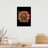 Schattige Kikker Samurai Cartoon Dier Krijger Ontw Poster (Keuken)