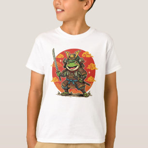 Schattige Kikker Samurai Cartoon Dier Krijger Ontw T-shirt