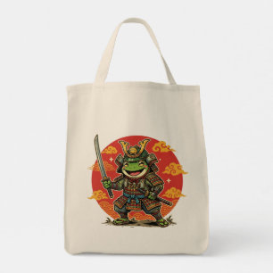 Schattige Kikker Samurai Cartoon Dier Krijger Ontw Tote Bag