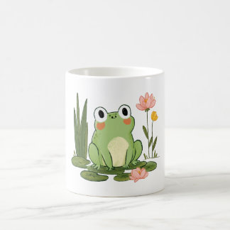 Schattige kikker tussen de waterlelies koffiemok