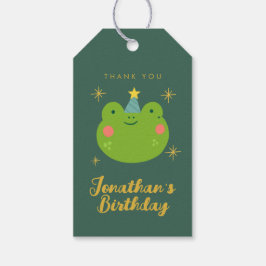 Schattige kikker verjaardag bedankt cadeaulabel