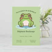 Schattige Kikker Verjaardagsuitnodiging Kaart (Staand voorkant)