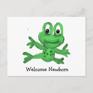 Schattige kikker "Welkom pasgeborene" Briefkaart