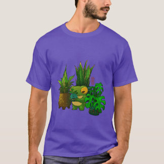 schattige kikker zorgt voor planten en kikkervisje t-shirt