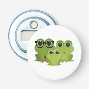 Schattige Kikkerfamilie Button Flesopener