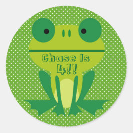 Schattige kikkerkalk groen en wit gestippeld ronde sticker