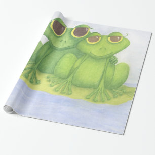 Schattige kikkerliefhebbers cadeaupapier
