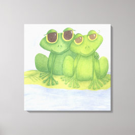 Schattige kikkerliefhebbers canvas afdruk