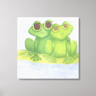 Schattige kikkerliefhebbers canvas afdruk