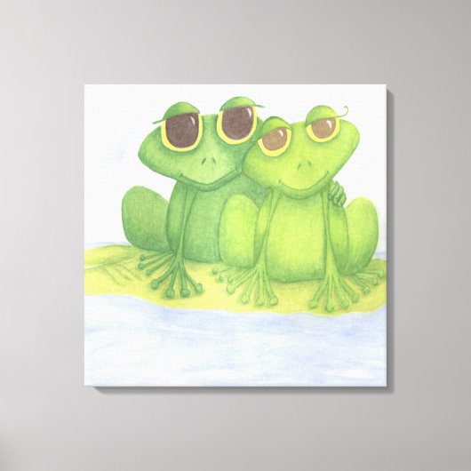 Schattige kikkerliefhebbers canvas afdruk (Voorkant)