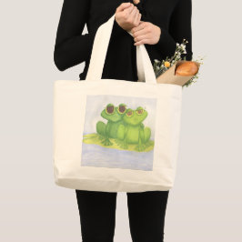 Schattige kikkerliefhebbers grote tote bag