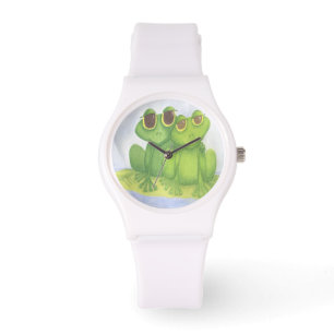 Schattige kikkerliefhebbers horloge