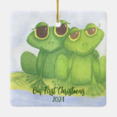 Schattige kikkerliefhebbers keramisch ornament (Achterkant)